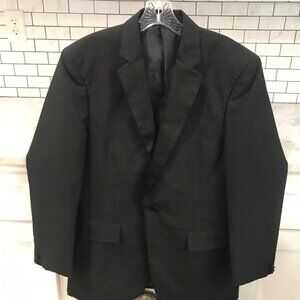 Barassi Blazer Mens 38R Black Polyester Suit Jacket Formal Tuxedo Coat Classic